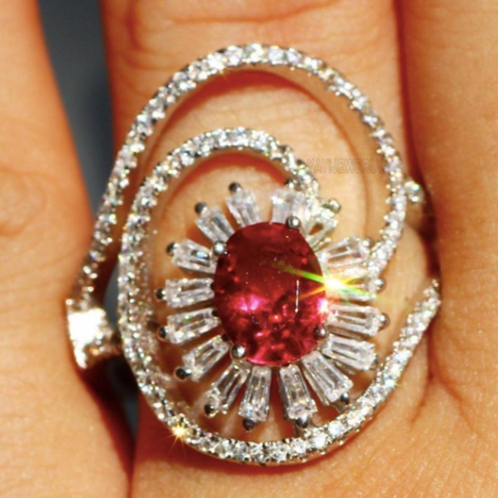 🔅🆕🔅 S925 Ruby Red Cocktail Statement Ring  ✨